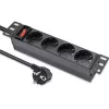 Πολύπριζο QOLTEC 54603 — 1U για τοποθέτηση σε rack, είσοδος 16A, 4× πρίζες Schuko