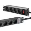 Πολύπριζο QOLTEC 54603 — 1U για τοποθέτηση σε rack, είσοδος 16A, 4× πρίζες Schuko