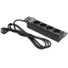 Πολύπριζο QOLTEC 54603 — 1U για τοποθέτηση σε rack, είσοδος 16A, 4× πρίζες Schuko