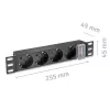 Πολύπριζο QOLTEC 54603 — 1U για τοποθέτηση σε rack, είσοδος 16A, 4× πρίζες Schuko