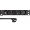 Πολύπριζο QOLTEC 54603 — 1U για τοποθέτηση σε rack, είσοδος 16A, 4× πρίζες Schuko