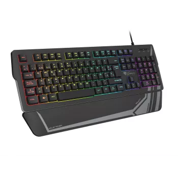 Πληκτρολόγιο Gaming GENESIS Rhod 350 RGB – 104 πλήκτρων USB QWERTY Ισπανικό πλήρους μεγέθους, Μαύρο, Οπίσθιος φωτισμός RGB, Υποστήριγμα παλάμης
