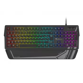 Πληκτρολόγιο Gaming GENESIS Rhod 350 RGB – 104 πλήκτρων USB QWERTY Ισπανικό πλήρους μεγέθους, Μαύρο, Οπίσθιος φωτισμός RGB, Υποστήριγμα παλάμης