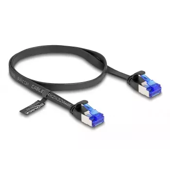 Καλώδιο δικτύου DeLOCK RJ45 επίπεδο patch καλώδιο βύσμα αρσενικό σε βύσμα αρσενικό Cat.6A 0,5 m μαύρο