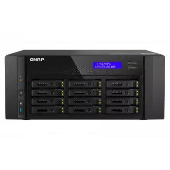NAS Tower QNAP TS-h1290FX — EPYC 7302P 3,0 GHz, 128 GB DDR4, 12 υποδοχές, QuTS hero, μαύρο