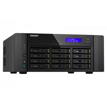 NAS Tower QNAP TS-h1290FX — EPYC 7302P 3,0 GHz, 128 GB DDR4, 12 υποδοχές, QuTS hero, μαύρο