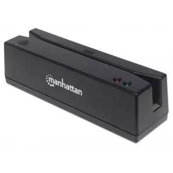 Manhattan Αναγνώστης καρτών μαγνητικής ταινίας USB-A, Αναγνώστης τριών διαδρομών, Αποκωδικοποιητής wedge πληκτρολογίου, Καλώδιο 1,5 m, Μαύρο, Εγγύηση τριών ετών