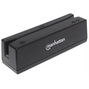 Manhattan Αναγνώστης καρτών μαγνητικής ταινίας USB-A, Αναγνώστης τριών διαδρομών, Αποκωδικοποιητής wedge πληκτρολογίου, Καλώδιο 1,5 m, Μαύρο, Εγγύηση τριών ετών