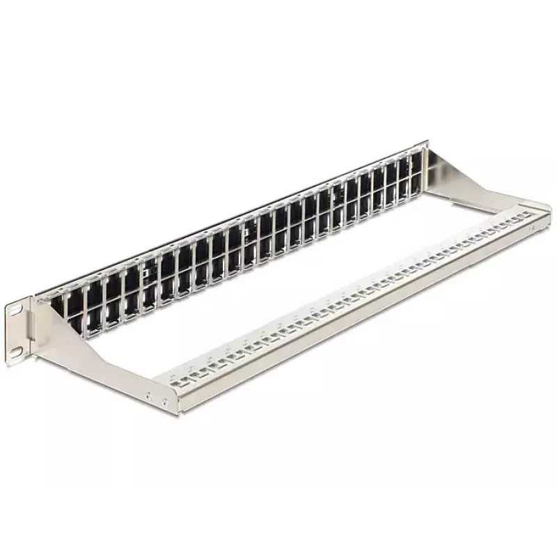 Delock 43280 Keystone Patchpanel, 19 inch, 48 Θύρες, 1U, Μαύρο