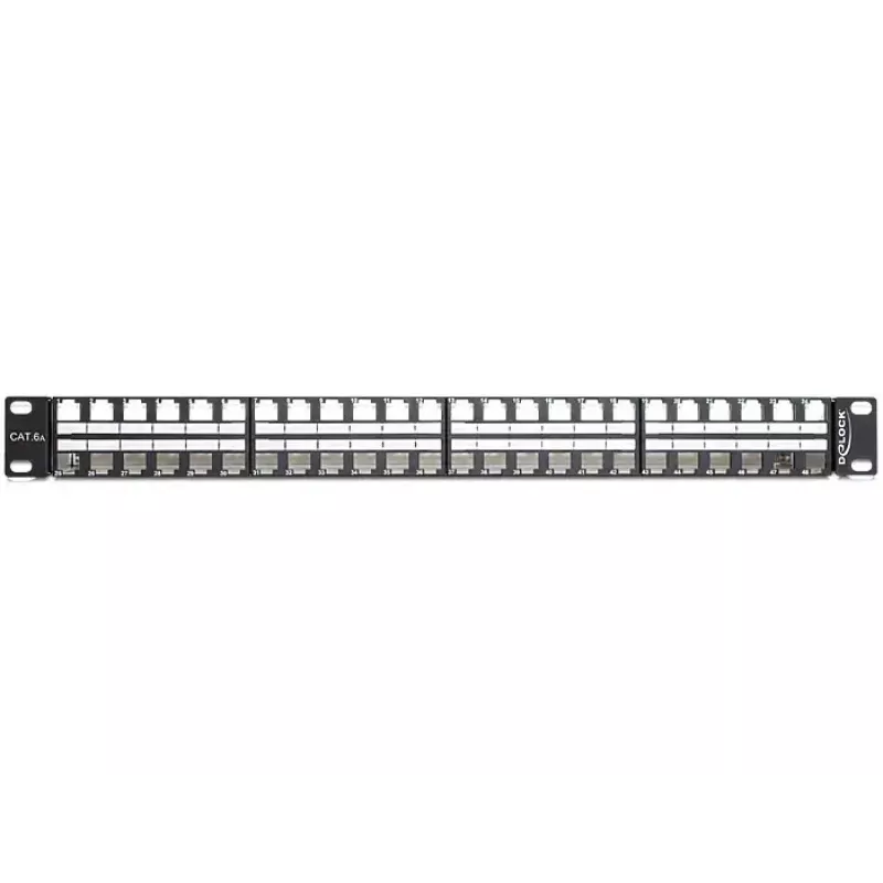 Delock 43280 Keystone Patchpanel, 19 inch, 48 Θύρες, 1U, Μαύρο