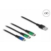 DeLOCK Καλώδιο φόρτισης USB 3 σε 1 Type-A σε Micro-USB / 2 x USB Type-C 1 m