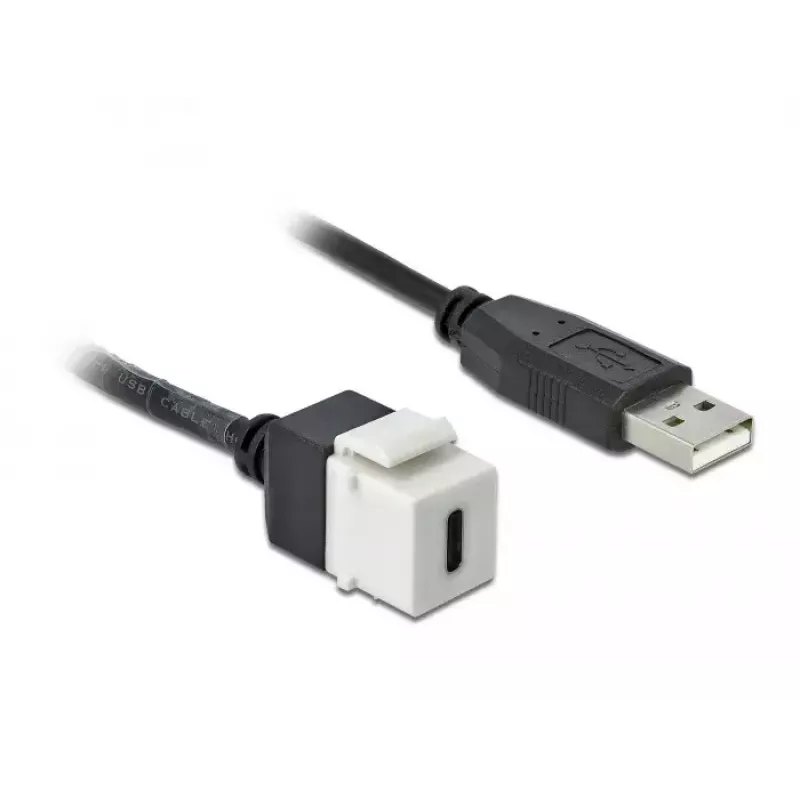 Μονάδα Keystone DeLOCK 86382 επίπεδη μαύρο λευκό USB C