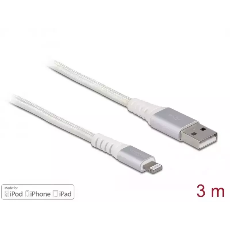 Καλώδιο δεδομένων και φόρτισης USB DeLOCK για iPhone iPad iPod 3 m Lightning