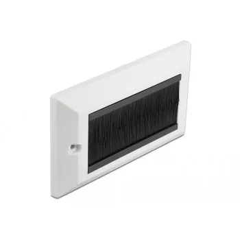 Πλάκα κάλυψης διαχείρισης καλωδίων DeLOCK 146 x 86 mm με μαύρες λωρίδες βούρτσας, λευκή (66492)