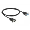 Delock Καλώδιο null-modem RS-232, D-Sub 9 αρσενικό σε θηλυκό, λεπτό περίβλημα βύσματος, 1 m, μαύρο