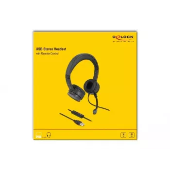Headset DeLOCK USB στερεοφωνικό headset με τηλεχειριστήριο καλωδίου