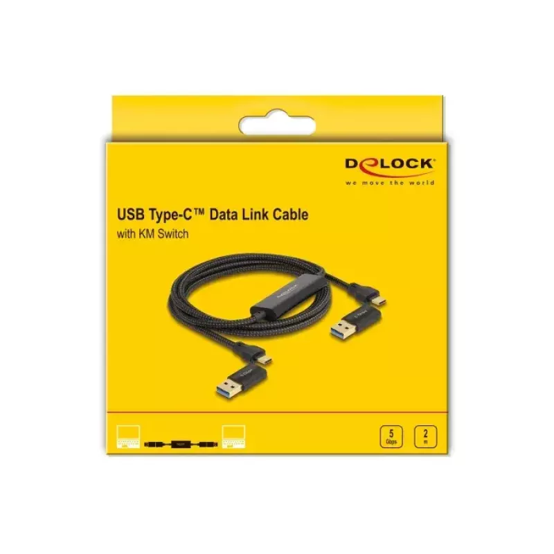 Καλώδιο σύνδεσης δεδομένων DeLOCK USB Type-C + διακόπτης KM 2m 5Gbps