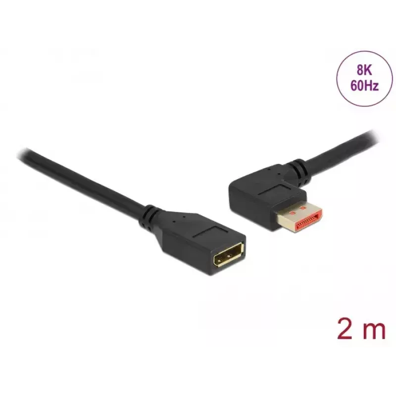 Καλώδιο επέκτασης DisplayPort DeLOCK 87075 2 m 90° αριστερά υπό γωνία