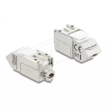 Keystone-Modul DELOCK 90937 – RJ-45 Cat.6A θωρακισμένο υπό γωνία 90°, επίπεδη κατασκευή, λευκό