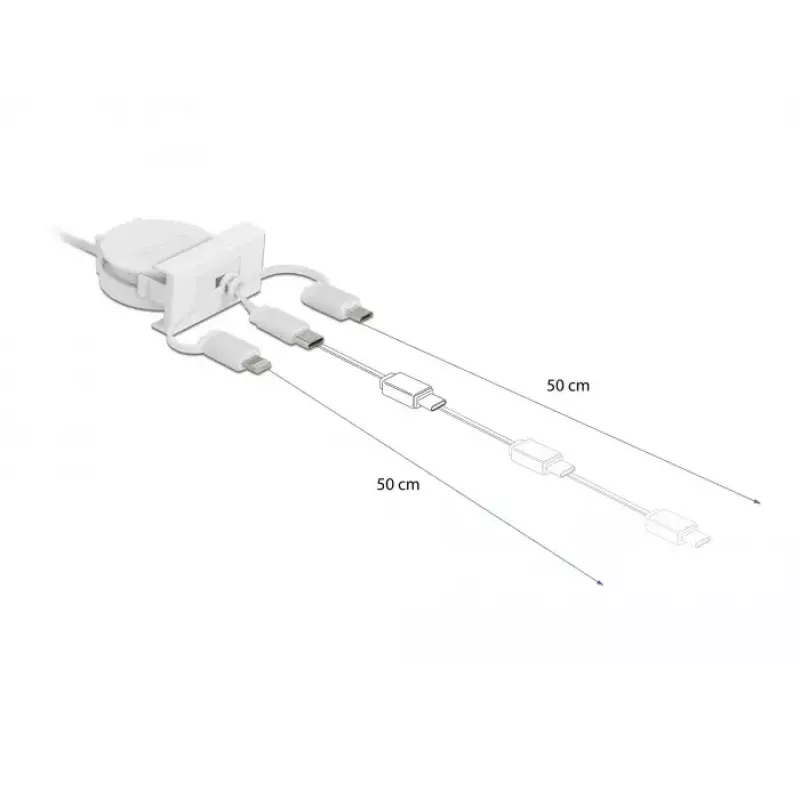 DeLOCK Easy 45 Module USB 2.0 3-in-1 ανασυρόμενο καλώδιο 0,5 m