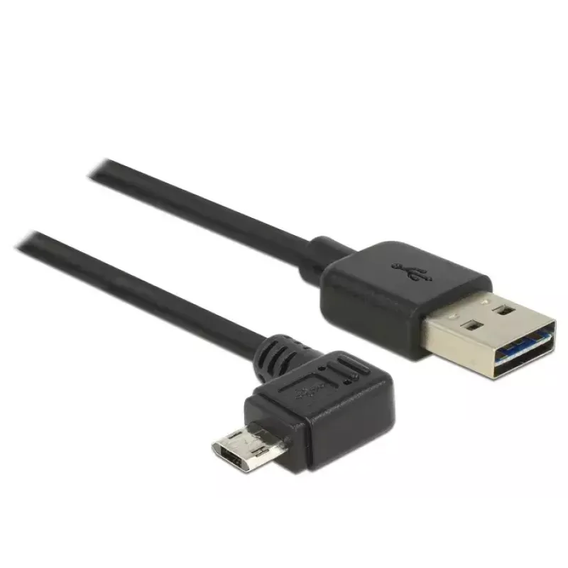 Καλώδιο USB 2.0 DELOCK Type-A σε Micro-USB B γωνιακό αριστερά/δεξιά, 5 m, μαύρο