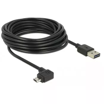 Καλώδιο USB 2.0 DELOCK Type-A σε Micro-USB B γωνιακό αριστερά/δεξιά, 5 m, μαύρο