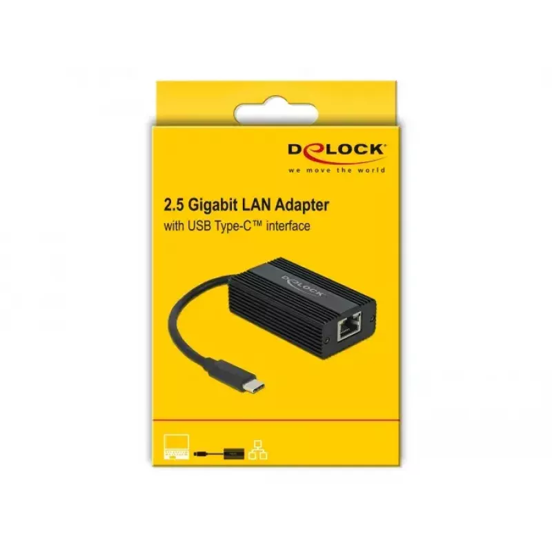DeLOCK 65990 USB Type-C σε 2.5 Gigabit LAN Adapter, μαύρο