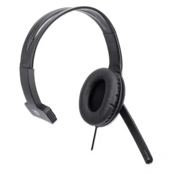 Manhattan Mono Over-Ear ακουστικά με μικρόφωνο (USB), βραχίονας μικροφώνου (με επένδυση), συσκευασία λιανικής, ρυθμιζόμενο κεφαλόδεσμο, τηλεχειριστήριο καλωδίου, μαξιλαράκια αυτιών, USB-A για ήχο και μικρόφωνο, καλώδιο 1,5 m, τρία χρόνια εγγύηση