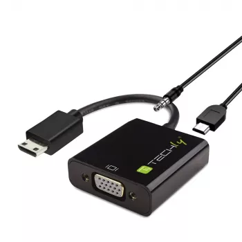 Μετατροπέας Techly HDMI Mini C σε VGA IDATA HDMI-VGA4, VGA (D-Sub), HDMI Type C (Mini), αρσενικό, θηλυκό, 1920 x 1080 pixel, 1080p, 720p, 480p