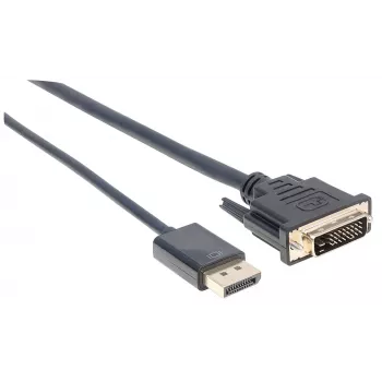 Καλώδιο Manhattan DisplayPort 1.2a σε DVI-D 24+1, 1080p@60Hz, 3 m, αρσενικό σε αρσενικό, παθητικό, συμβατό με DVI-D, μαύρο, τρία χρόνια εγγύηση, αντιστοιχεί σε DP2DVIMM10.