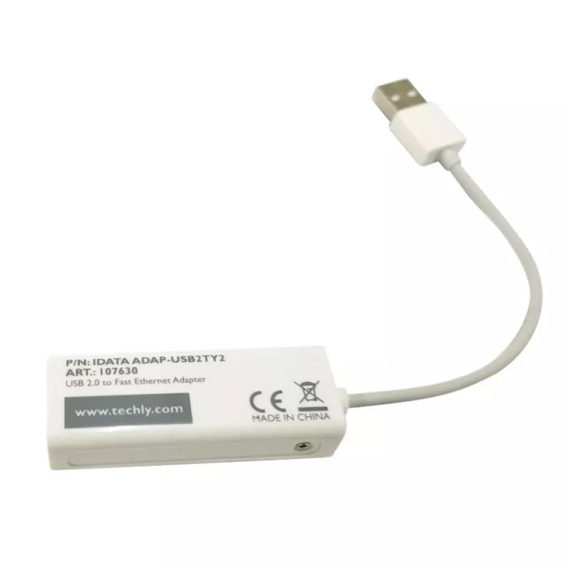 Μετατροπέας Techly USB2.0 σε Fast Ethernet 10/100 Mbit/s, ενσύρματος, USB, Ethernet, 100 Mbit/s, λευκό