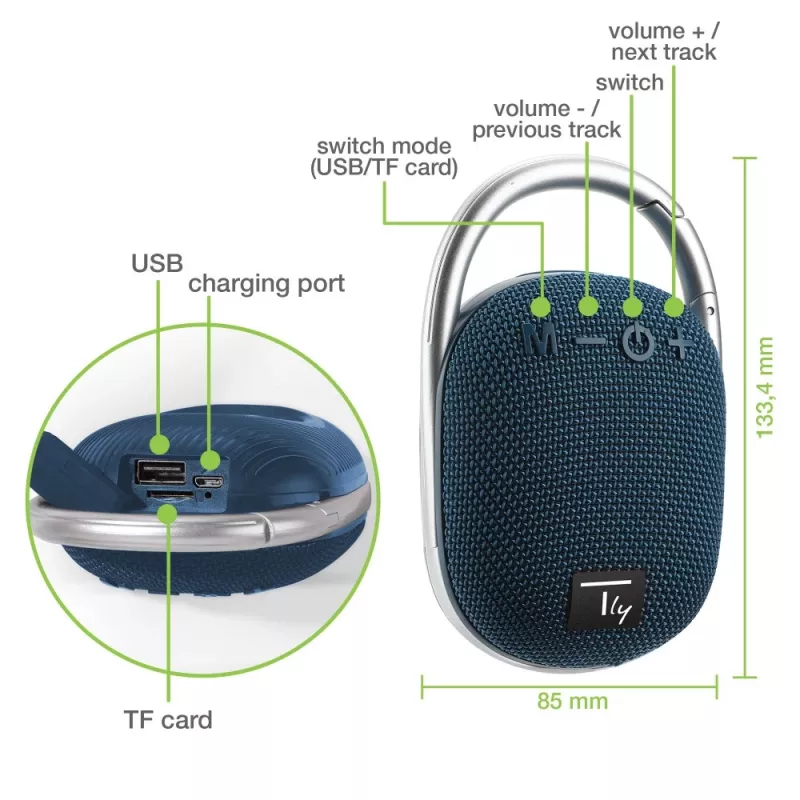 Techly ICASBL321BL φορητό ηχείο πάρτι μονοφωνικό φορητό ηχείο μπλε 5 W