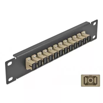Patchpanel οπτικών ινών DeLOCK 10 ιντσών 12 Port SC Simplex μπεζ 1U μαύρο