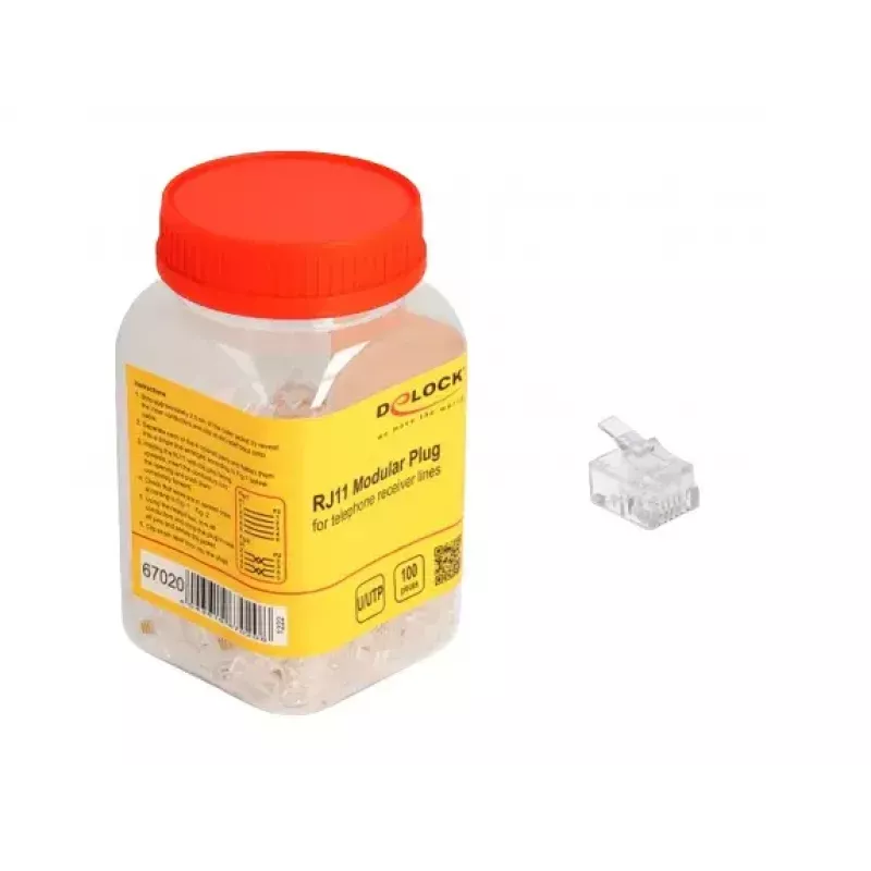 DeLOCK RJ11 Modular βύσμα αρσενικό 100 τεμ. διαφανές πολυανθρακικό