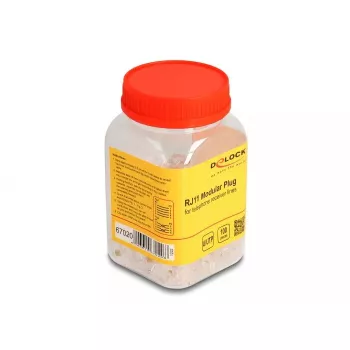 DeLOCK RJ11 Modular βύσμα αρσενικό 100 τεμ. διαφανές πολυανθρακικό