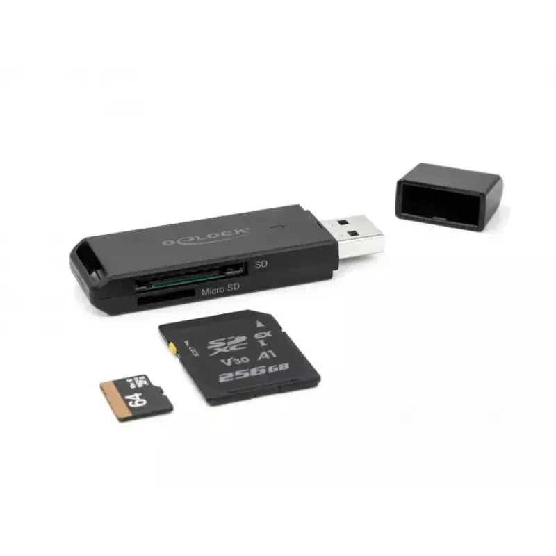 Αναγνώστης καρτών DeLOCK 91002 USB Μαύρο MicroSD SD SDHC SDXC 5000 Mbit/s