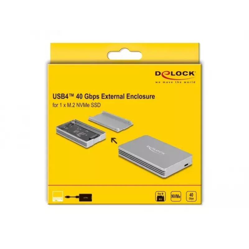 Θήκη SSD DeLOCK 42018 ασημί M.2 40 Gbit/s USB Type-C