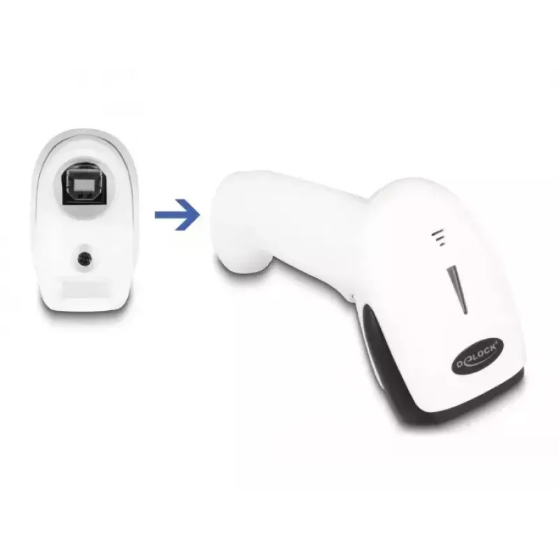 Σαρωτής barcode χειρός DeLOCK 90587 1D 2D ασύρματος Bluetooth USB λευκό