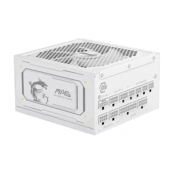 Τροφοδοτικό MSI MAG A1000GL PCIE5 WHITE 1000 W ATX 24-Pin, 80 PLUS Gold, ανεμιστήρας 135 mm