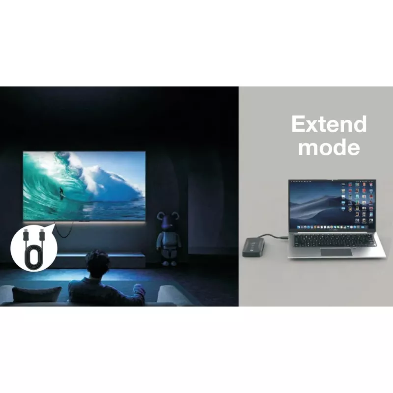 Techly IDATA USBC-HUB5WL AV-Extender Πομπός & δέκτης AV μαύρο