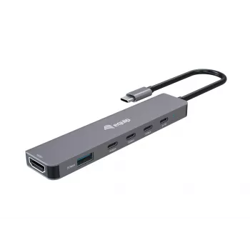 Πολυλειτουργικός προσαρμογέας Equip USB-C 6 σε 1, HDMI 4K/30Hz, USB-C x4, USB-A x1, 5Gbps, 100W USB PD