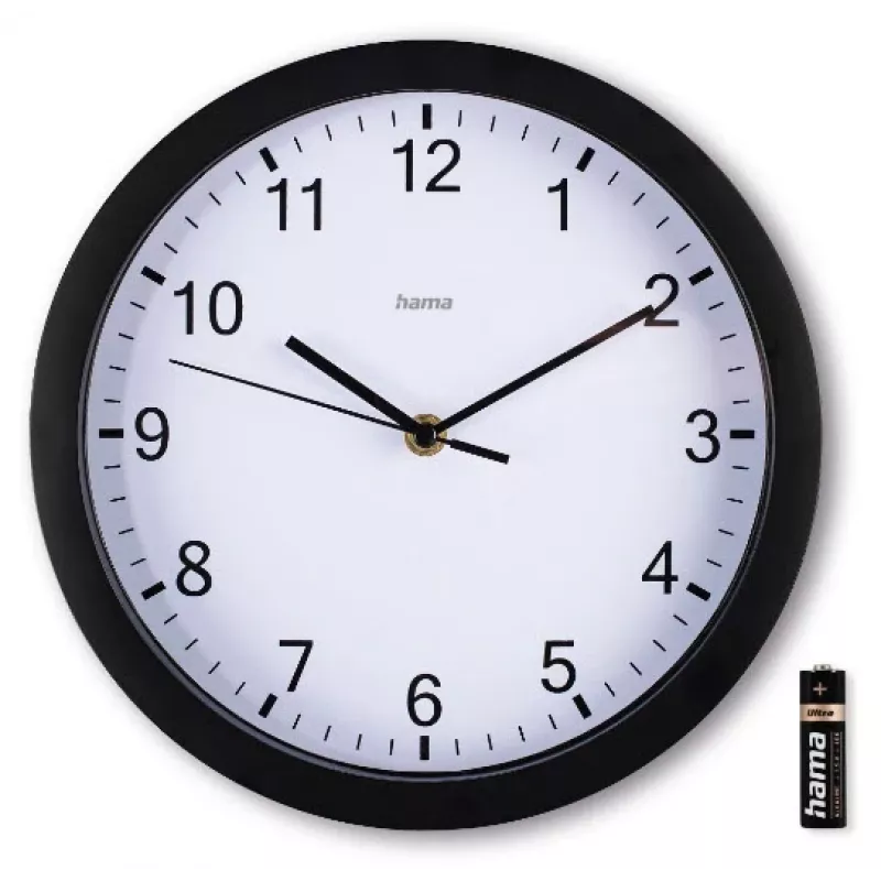 Hama Elba Ρολόι quartz στρογγυλό μαύρο, λευκό