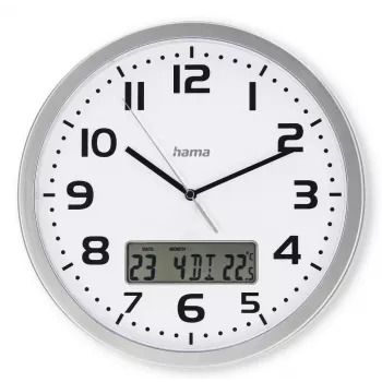 Hama 00185878 Ρολόι τοίχου/τραπεζιού αναλογικό στρογγυλό ασημί, λευκό