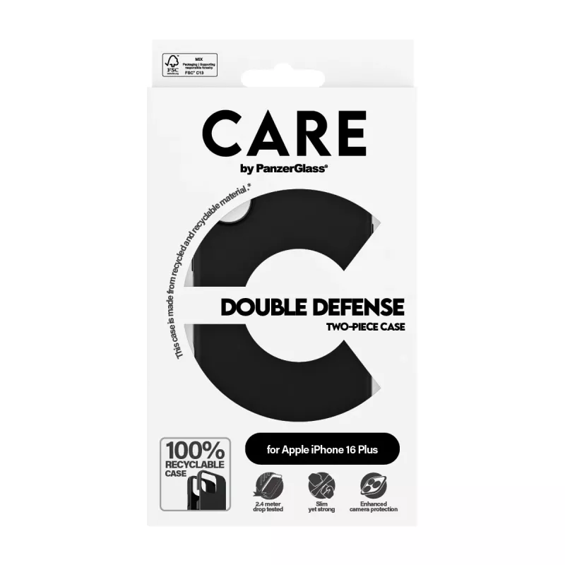 PanzerGlass CARE™ by ® Θήκη Double Defense μαύρο iPhone 16 Plus
