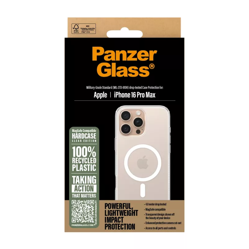 Θήκη PanzerGlass HardCase διαφανές με λευκό MagSafe iPhone 16 Pro Max
