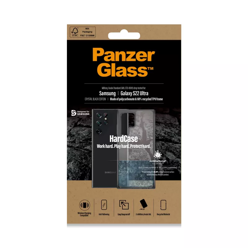 PanzerGlass 0373 HardCase για Samsung Galaxy S22 Ultra, αντιβακτηριακή, Military Grade, διαφανής