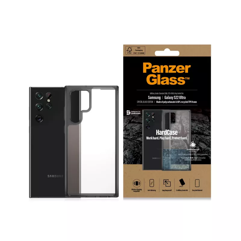 PanzerGlass 0373 HardCase για Samsung Galaxy S22 Ultra, αντιβακτηριακή, Military Grade, διαφανής