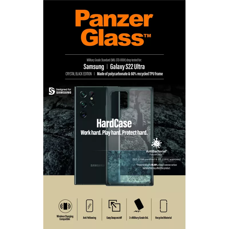 PanzerGlass 0373 HardCase για Samsung Galaxy S22 Ultra, αντιβακτηριακή, Military Grade, διαφανής