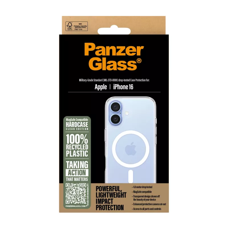 Θήκη PanzerGlass HardCase διαφανές με λευκό MagSafe iPhone '24 6.1 ιντσών