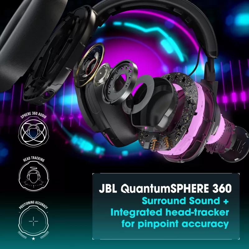 JBL Quantum One ενσύρματα gaming ακουστικά over-ear, ενεργή ακύρωση θορύβου, USB-C, 3,5 mm, 20 - 20000 Hz, μαύρα